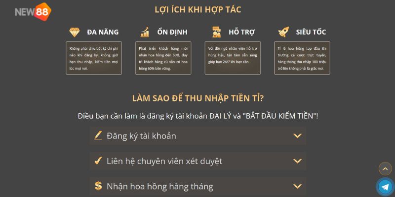 Thời gian thanh toán hoa hồng đại lý NEW88